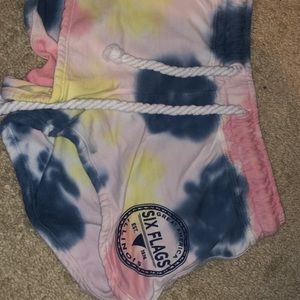 Six flags tye dye shorts